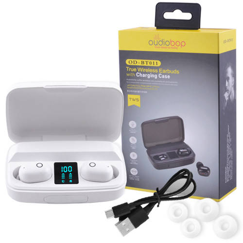 

Беспроводные наушники OudioBop OD-BT011 с кейсом, индикация заряда, white, Белый
