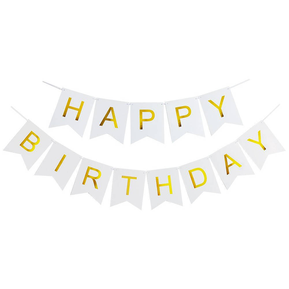 

Гирлянда-растяжка флажки Happy Birthday белая