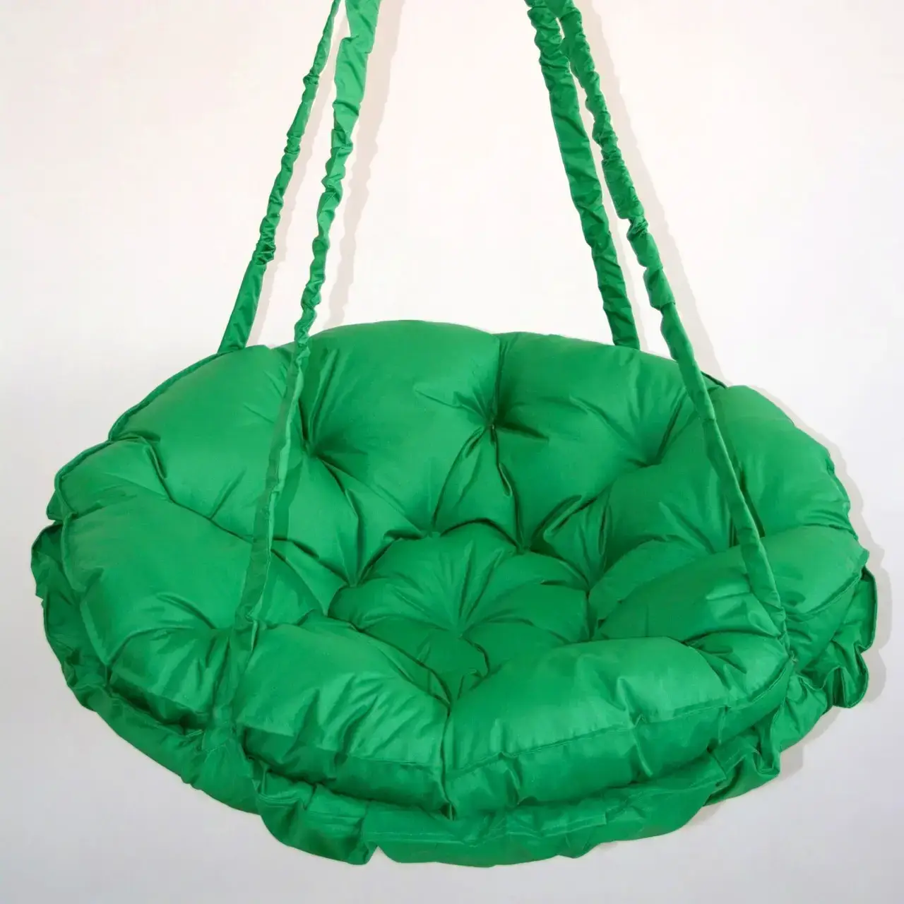 

Подвесное кресло гамак качели садовые круглая зеленая нагрузка 200 кг подушка круглая, Зелёный