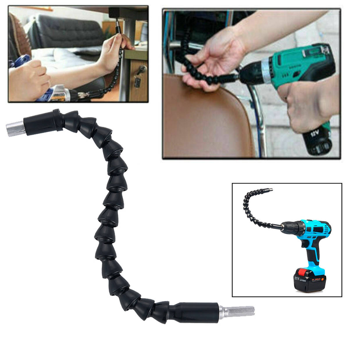 

Гибкий переходник для шуруповерта Flexible Shaft Extension Bits + 10 бит