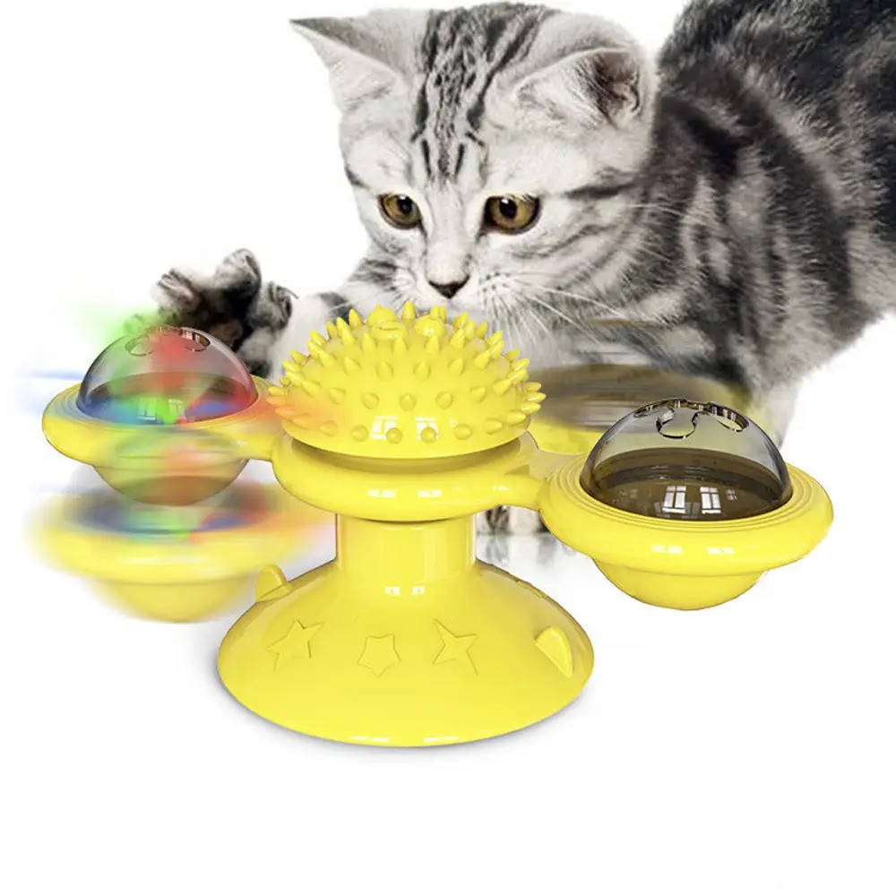 

Игрушка для кота с кошачьей мятой и светодиодным шаром Rotate Windmill / Интерактивный спиннер, Желтый