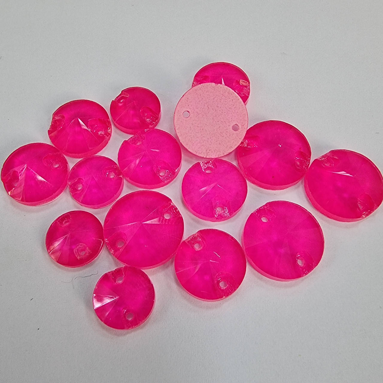 

Стразы пришивные Круги 10мм Pink Neon эконом, Розовый