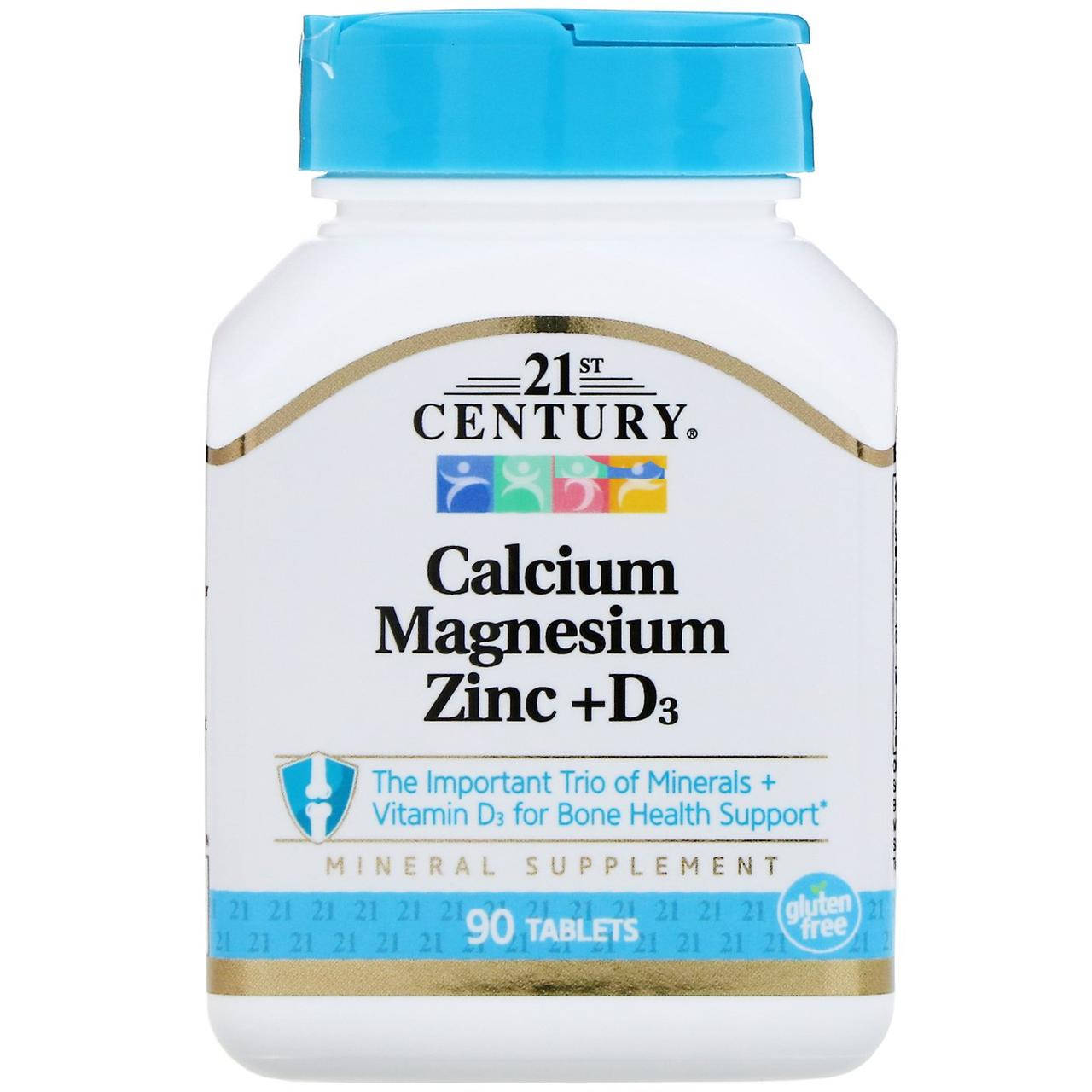 

21st Century, кальций+ магний+ цинк+ D3 (90 таб.=30 порц.), vitamin D3