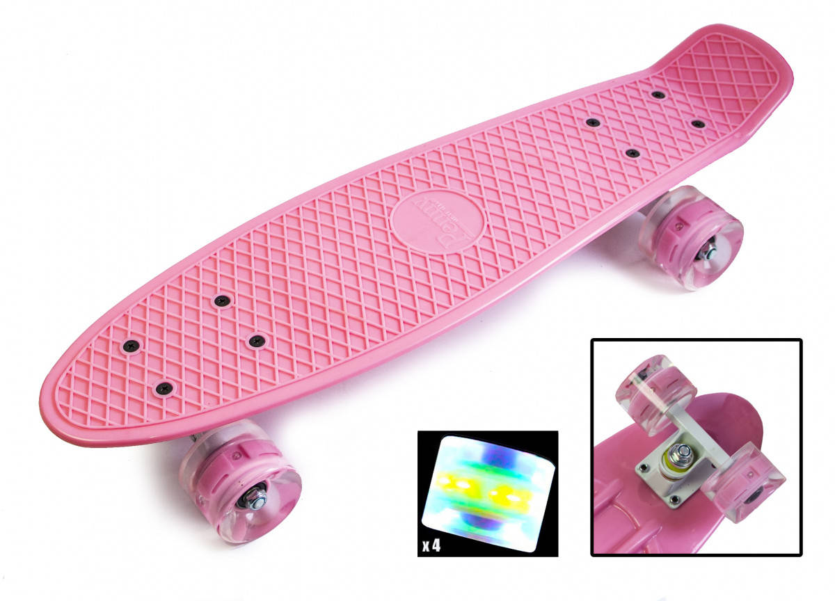

Пенни борд (скейтборд) со светящимися колесами Penny Board "Plain Pink" нежно-розовый