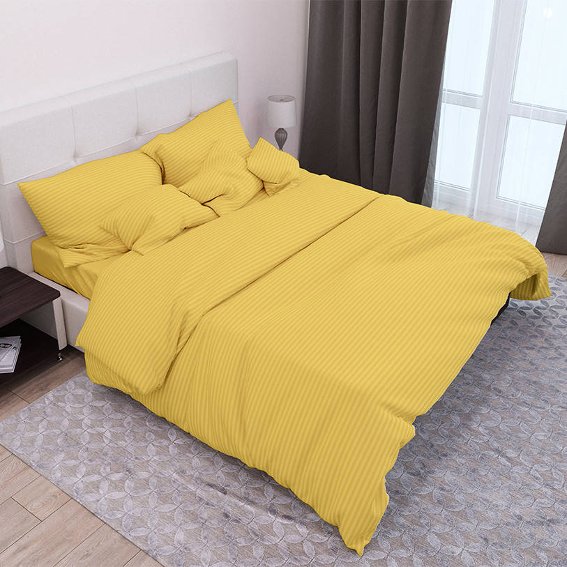 

Комплект постельного белья Krispol страйп сатин люкс 200*220 евро стандарт желтый 541212