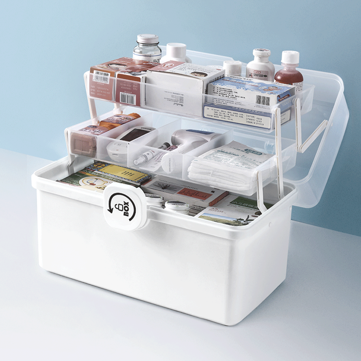 

Аптечка для лекарств, большой органайзер для медикаментов пластиковый белый MVM PC-16 M WHITE