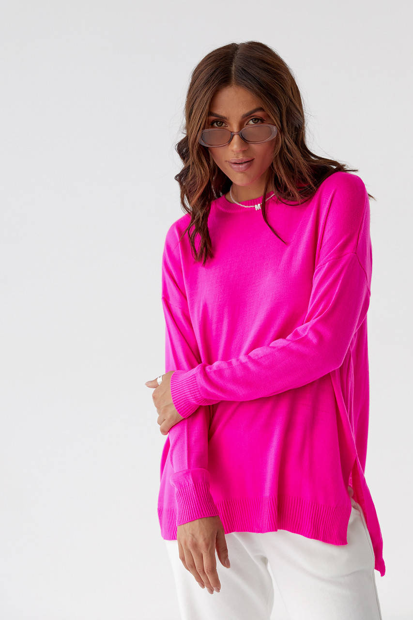 

Женская кофта с распорками и удлиненной спинкой, Розовый