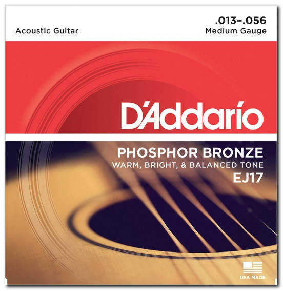 

Струны для акустической гитары D`ADDARIO EJ17 PHOSPHOR BRONZE MEDIUM 13-56