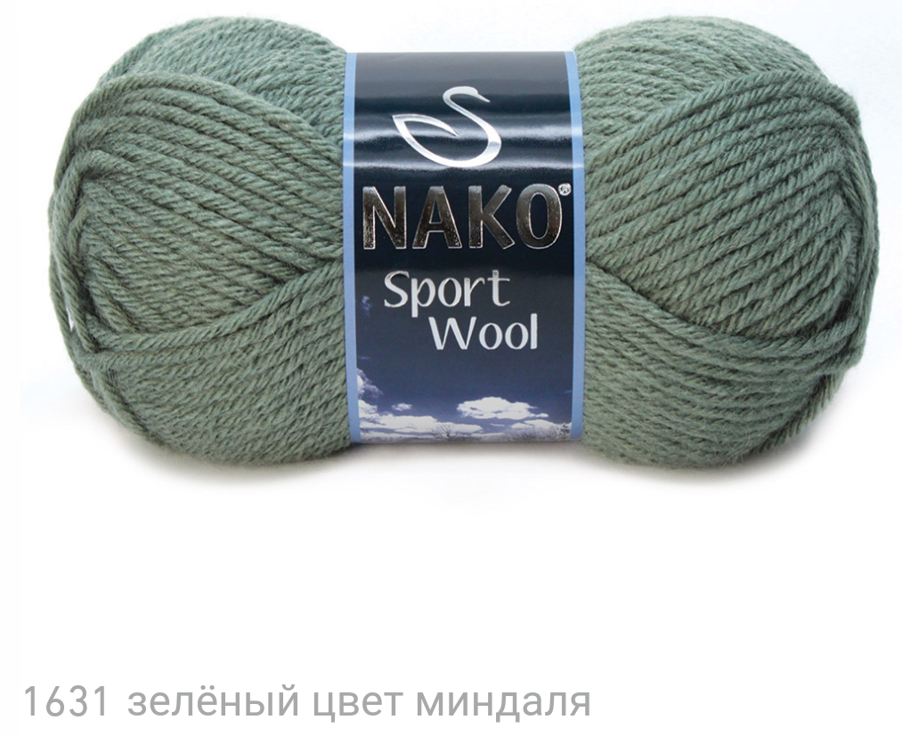 

Nako Sport Wool серо-зеленый № 1631, Зелёный