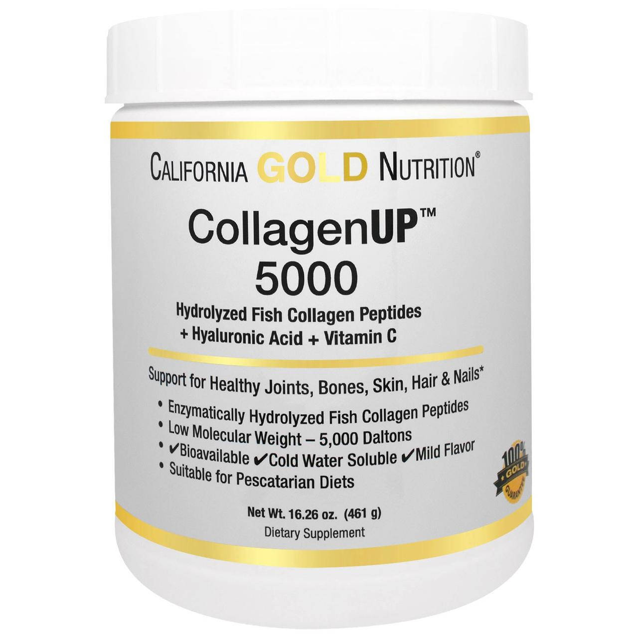 

California Gold Nutrition, CollagenUP™ 5000, Marine-Sourced Collagen Peptides + Hyaluronic Acid & Vitamin C, 16,26 унций (461 г)