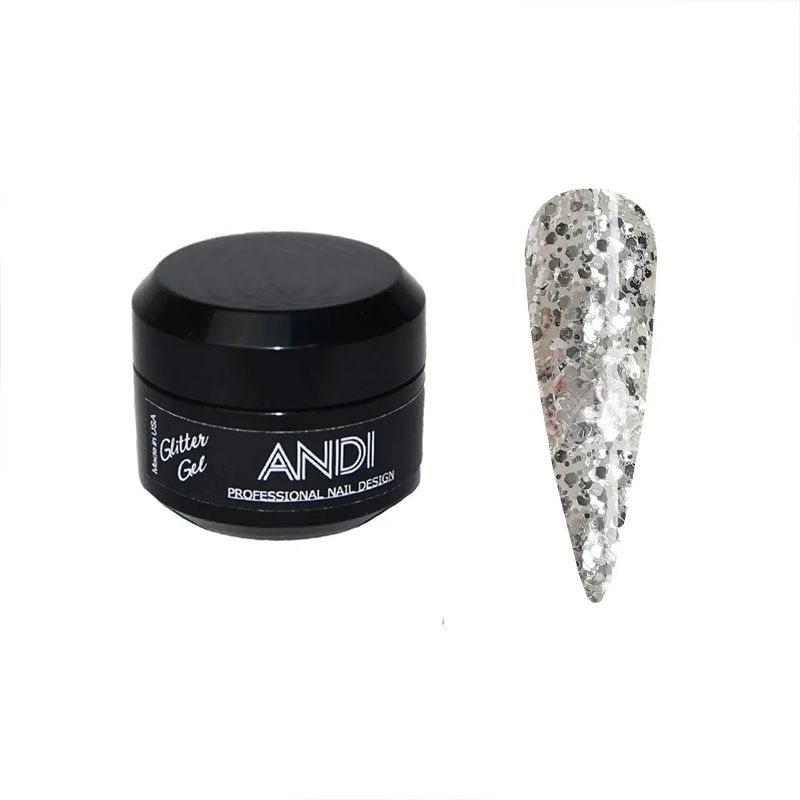 

Глиттерный гель Andi Prof Glitter Gel №03 - серебро, 5 мл