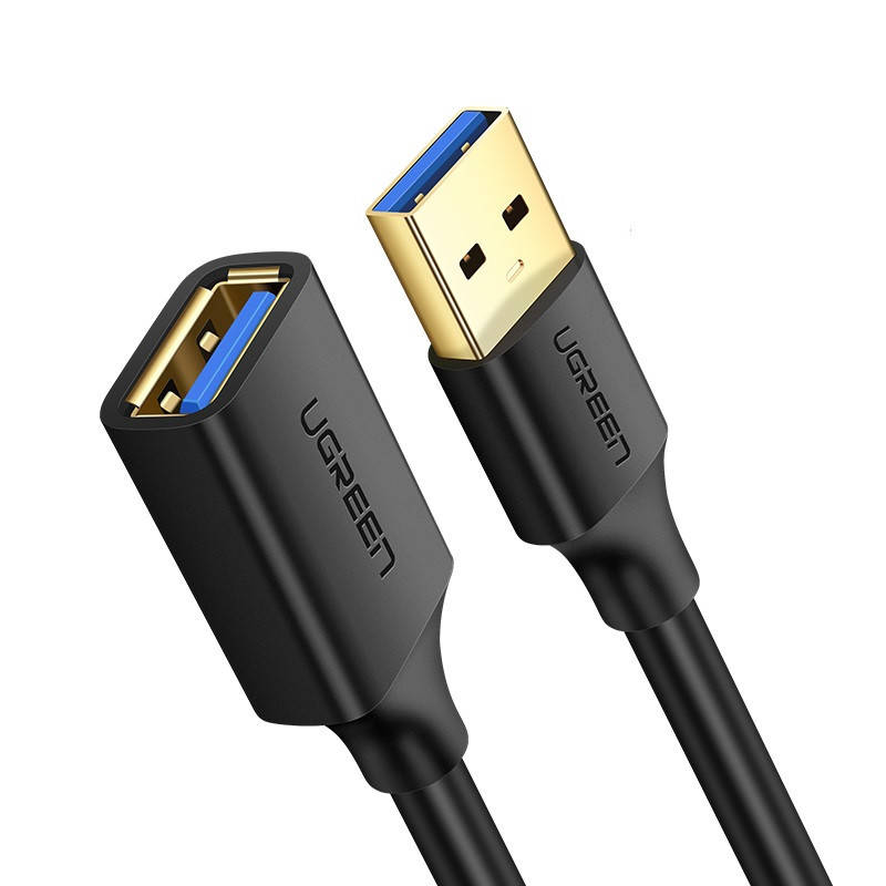 

Короткий кабель-удлинитель USB 3.0 5Gb папа-мама AM - AF Ugreen 0.5м (черный)