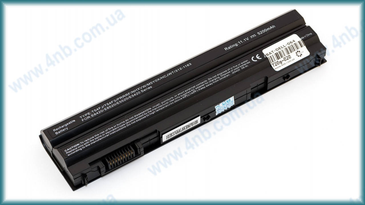 

Батарея для ноутбука DELL Inspiron 4420 5420 5520 N7520 N7720 Vostro 3460 3560 Latitude E5420 E5520 E6420 E6430 E6520 E6530 / 11.1V 5200mAh (57Wh), Черный