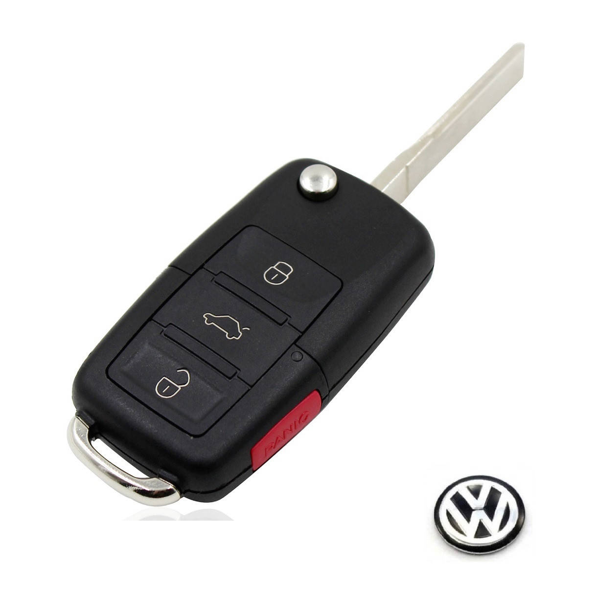 

Корпус выкидного ключа с жалом VW (3 кнопки+Panic+логотип VW Black)