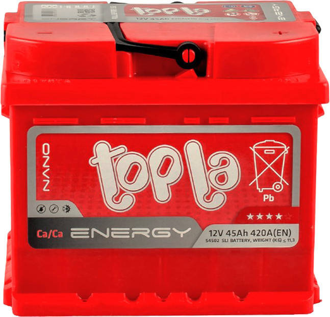 

Автомобильный аккумулятор Topla 45Ah/12V 390A Energy Euro (0) (108 045)
