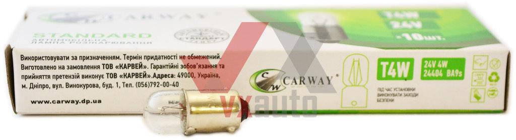 

Лампа T4W 24V BA9s CARWAY (панель приборов, повторитель поворотов) (1-конт.)