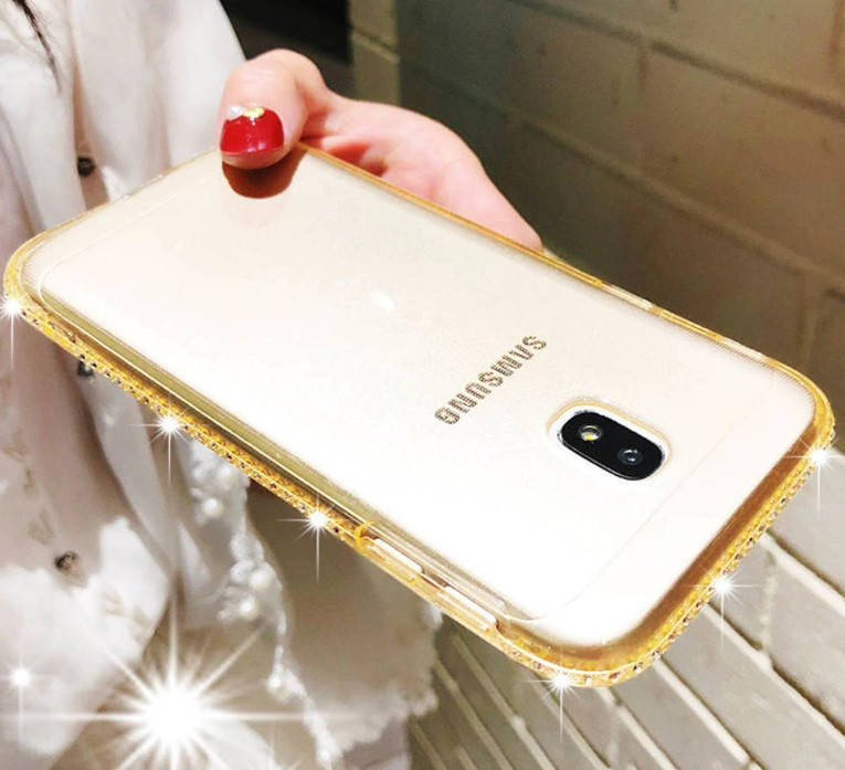 

Силиконовый чехол для Samsung Galaxy J3 J330 2017 со стразами, Розовый