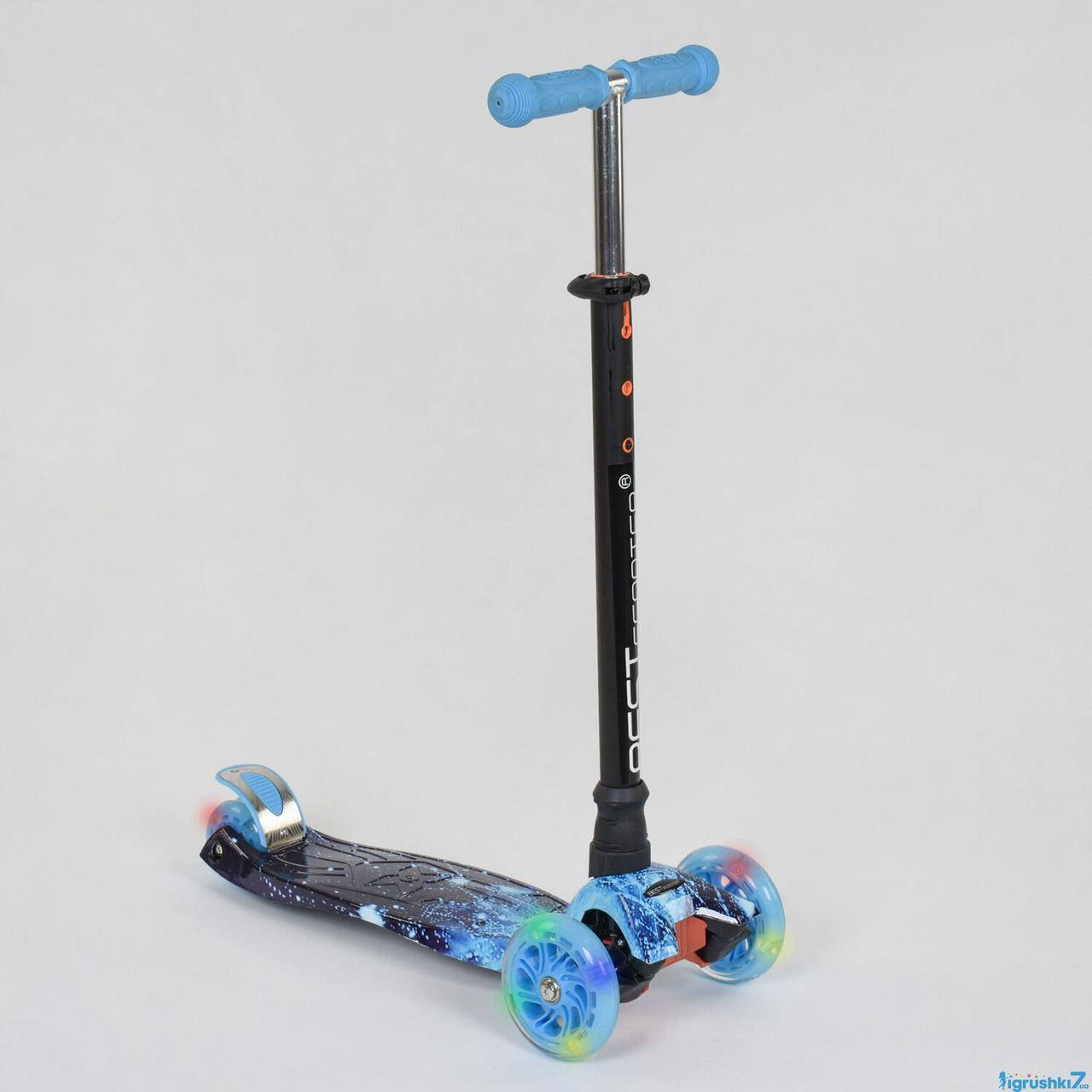 

Самокат А 24656 /779-1305 MAXI "Best Scooter" пластмассовый, 4 колеса PU, СВЕТ