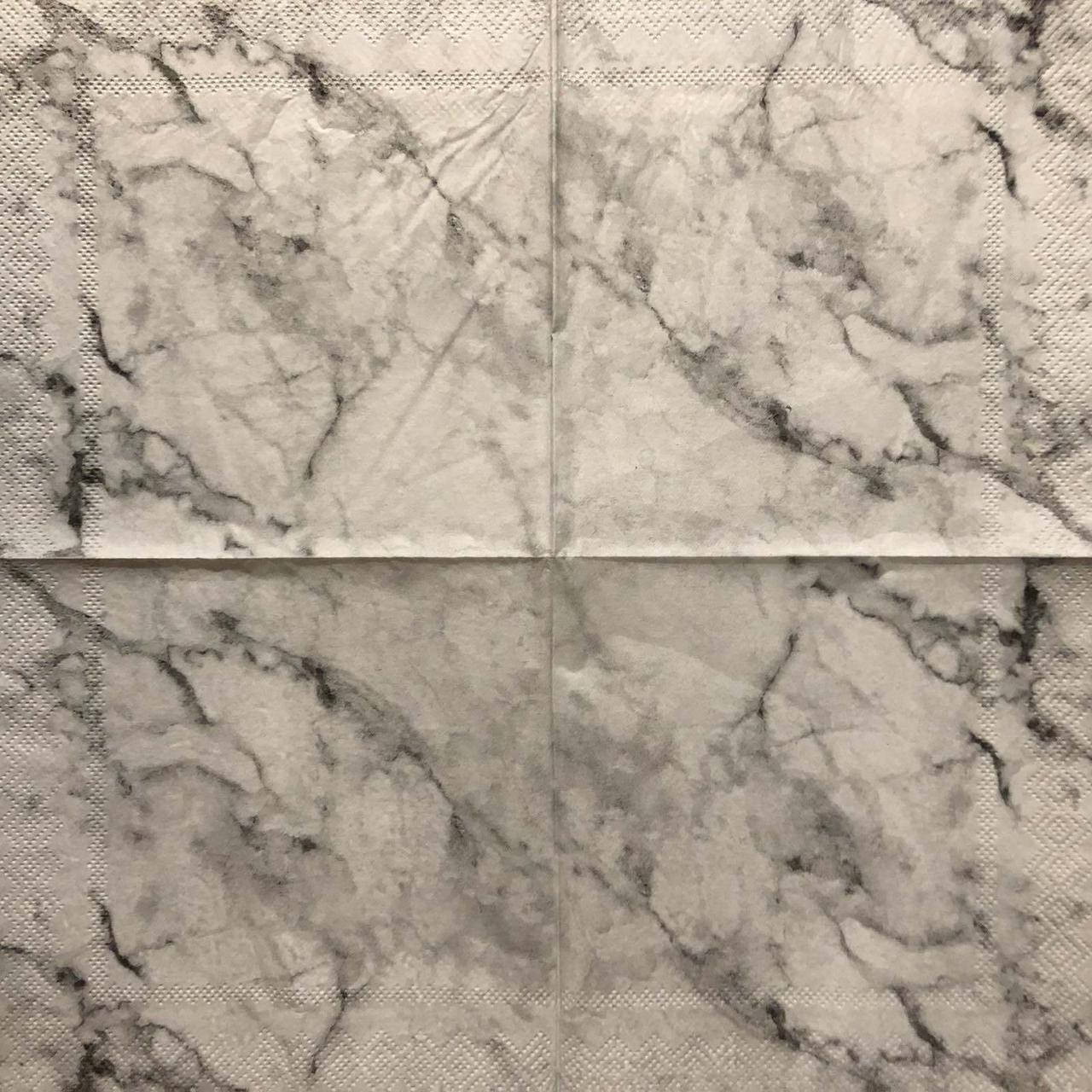

Салфетка декупажная 33x33 см 12 "Узор орнамент черный серый белый мрамор" Серветка для декупажу