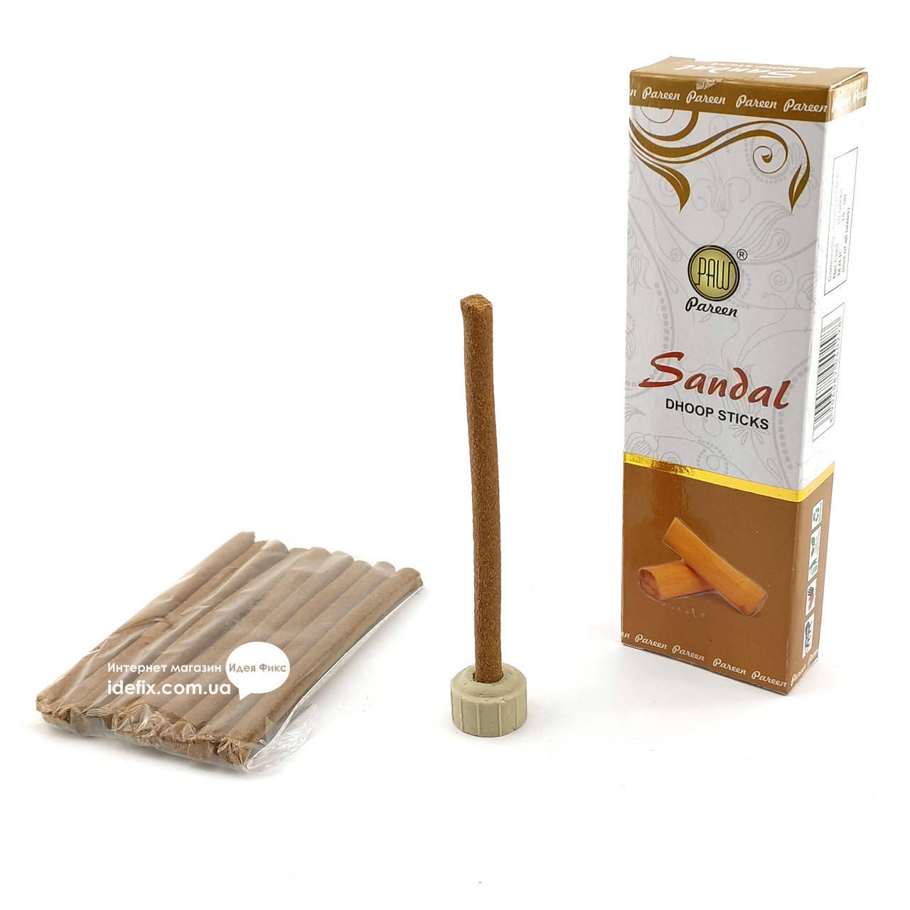 

Благовоние Sandal Dhoop sticks PAW 10шт/уп. Аромапалочки безосновные Сандал (33905)