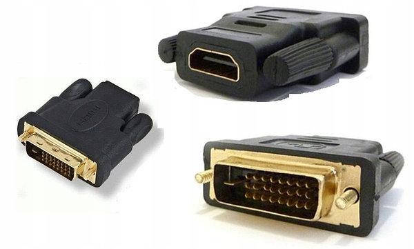 

Переходник штекер DVI-D(24+1) - гнездо HDMI, gold, пластик
