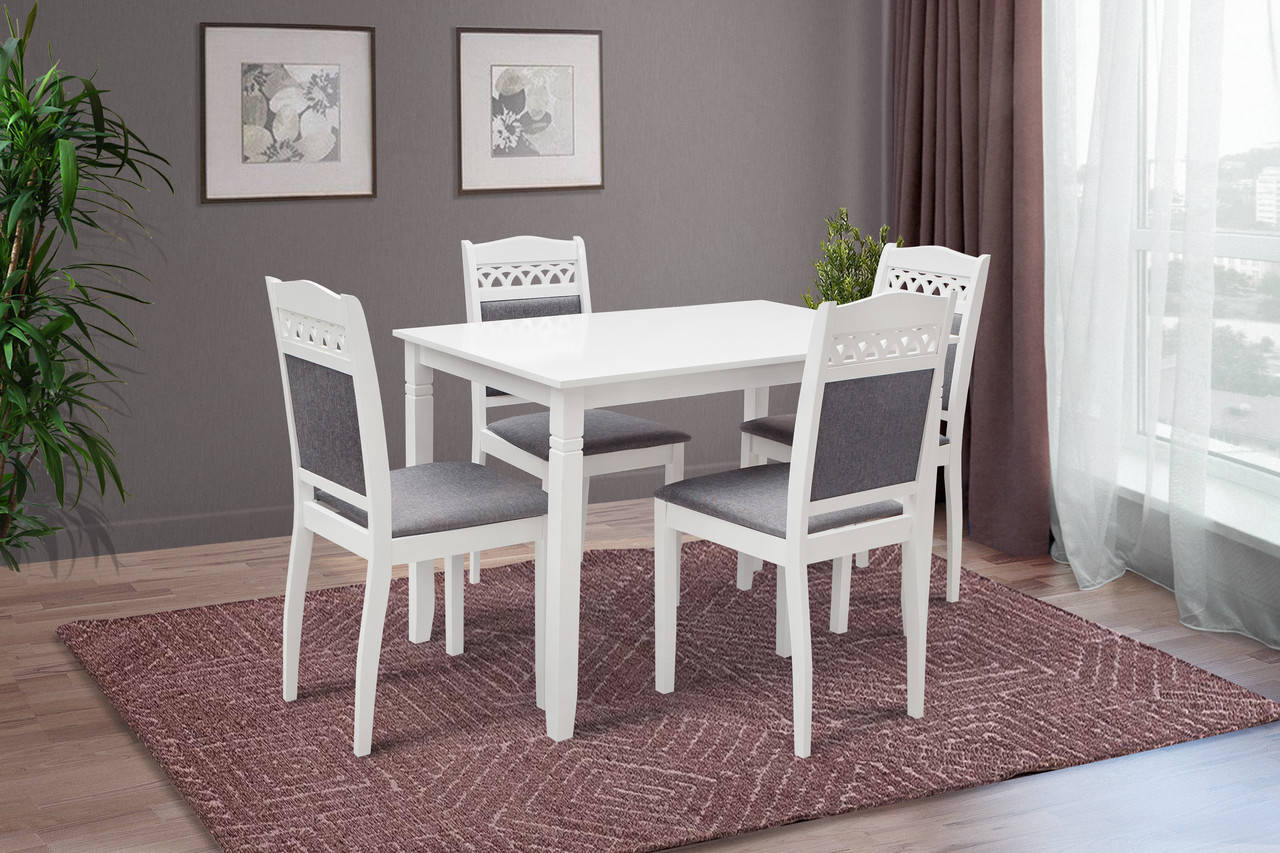 

Комплект кухонный обеденный Микс мебель Бродвей стол+4 стула белый