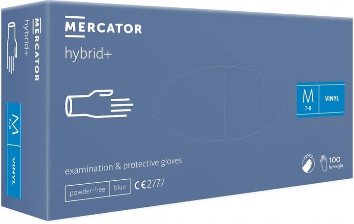 

Перчатки виниловые MERCATOR Nitrylex неопудренные, размер , 100 шт, Синий