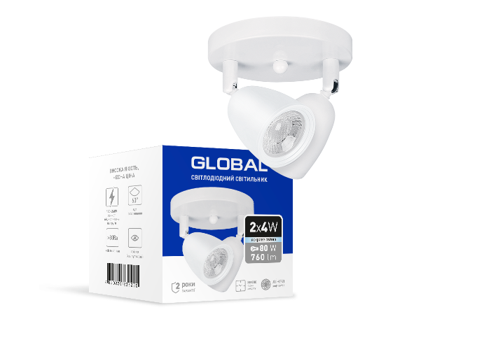 

Світильник світлодіодний GSL-01C GLOBAL 8W 4100K білий, Белый