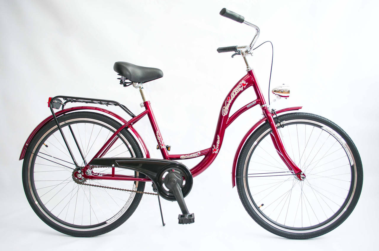 

Велосипед женский городской VANESSA 26 Red с корзиной Польша, Бордовый