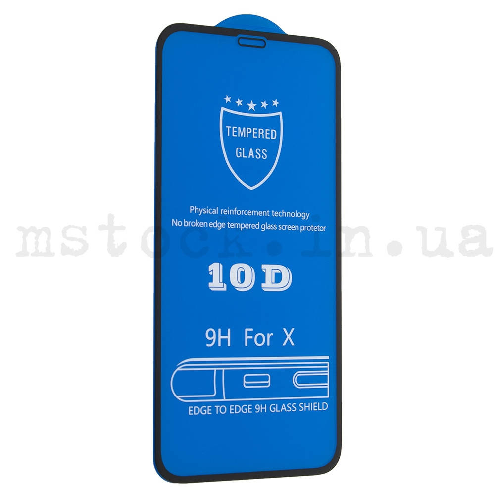 

Защитное стекло 10D iPhone X/ XS/ 11 Pro чёрное (Клей по всей поверхности)