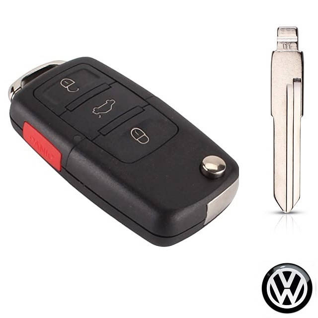 

Выкидной ключ Фольксваген Пассат Б3 Б4 (3 кнопки+Panic/Жало HU49/Лого VW Black Силикон)