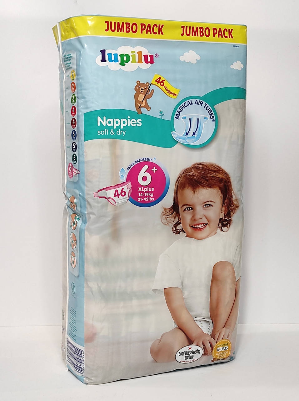 

Підгузки Lupilu Nappies soft & dry розмір 6+ Вага 14-19 кг. 46 шт, Белый