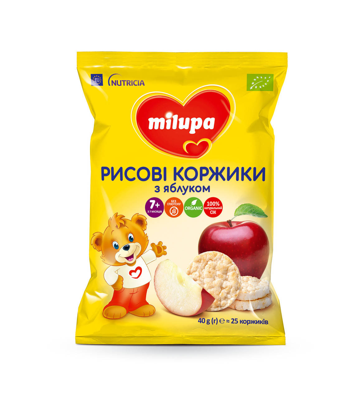 

Рисовые коржики Milupa с яблоком для детей от 7-ми мес 40г