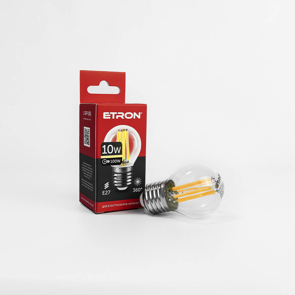

LED лампа ETRON Filament 1-EFP-155 G45 E27 10W 3000K clear glass