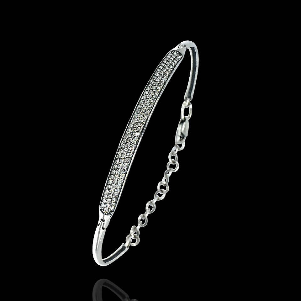 

Серебряный женский браслет с фианитами, 180-230мм