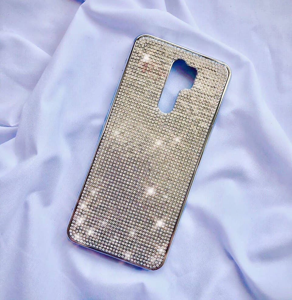 

Силиконовый чехол с камнями для Xiaomi Redmi 9, Серебристый