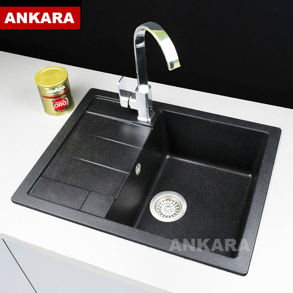 

Гранитная мойка кухонная Ankara Classic M, Черный