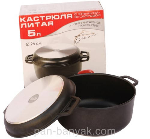 

Кастрюля Биол с крышкой-сковородой 2л d20 см h13,6 см алюминий с антипригарным покрытием (К202П), Черный