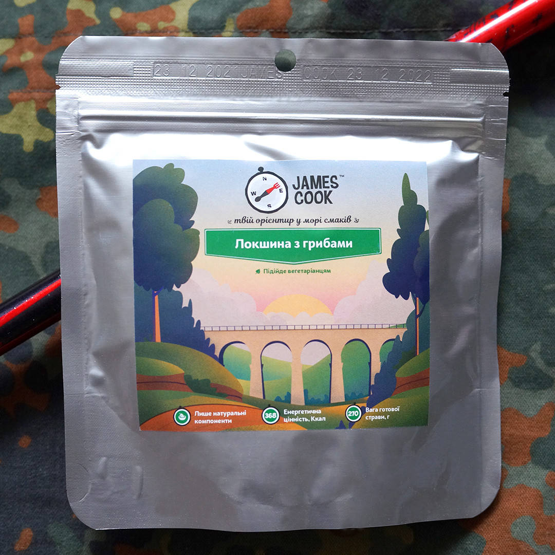 

Лапша с грибами | James Cook | сублимированная еда для походов | без мяса