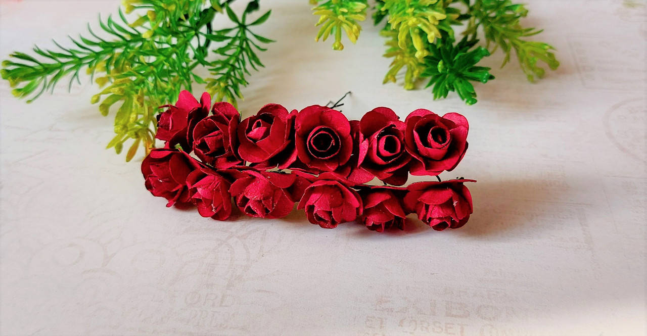 

Роза бумажная, 1,5 см. бордовый.