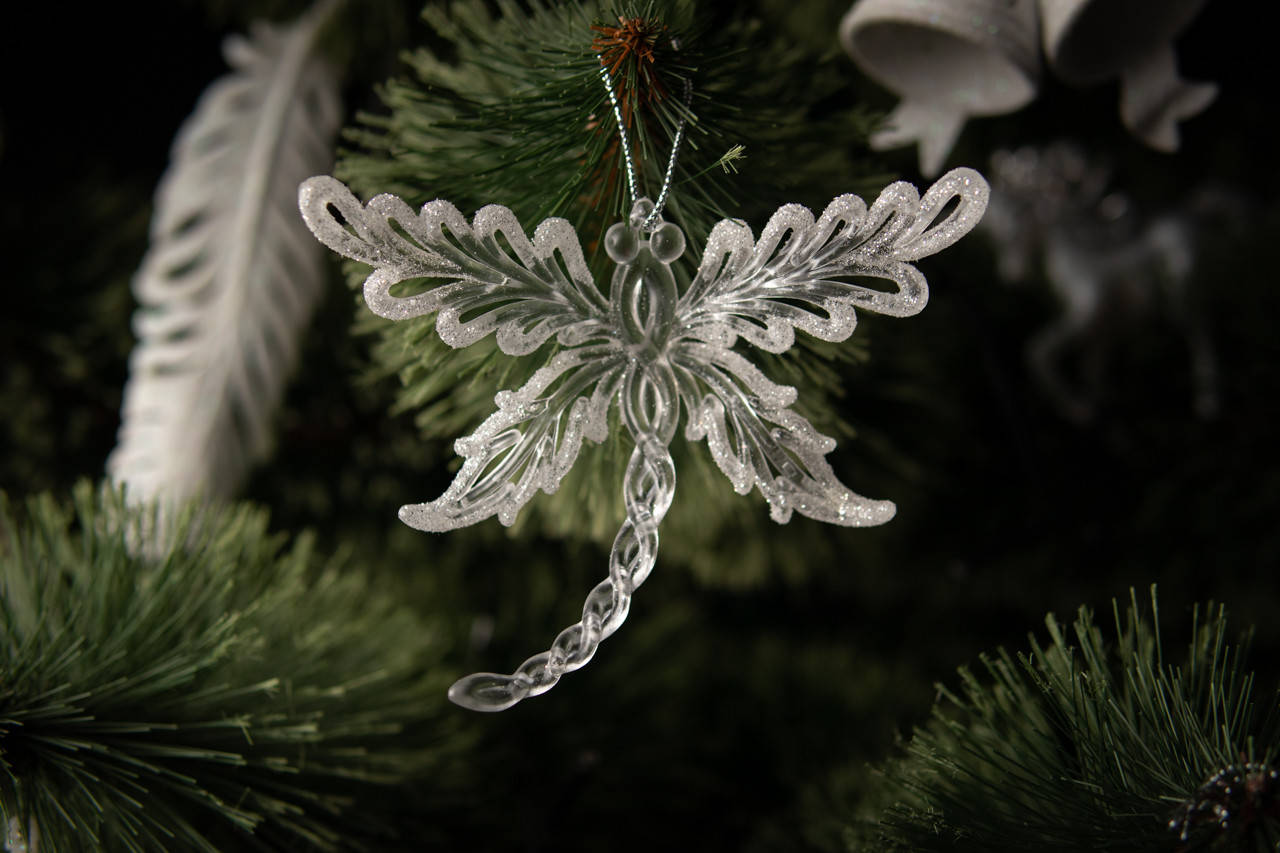 

Новогодняя игрушка из пластика прозрачная. Стрекоза. Цикада