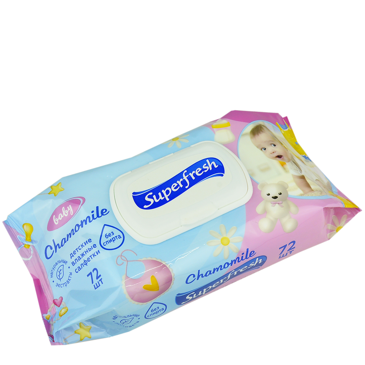 

Салфетки влажные "Superfresh" 72шт с клапаном
