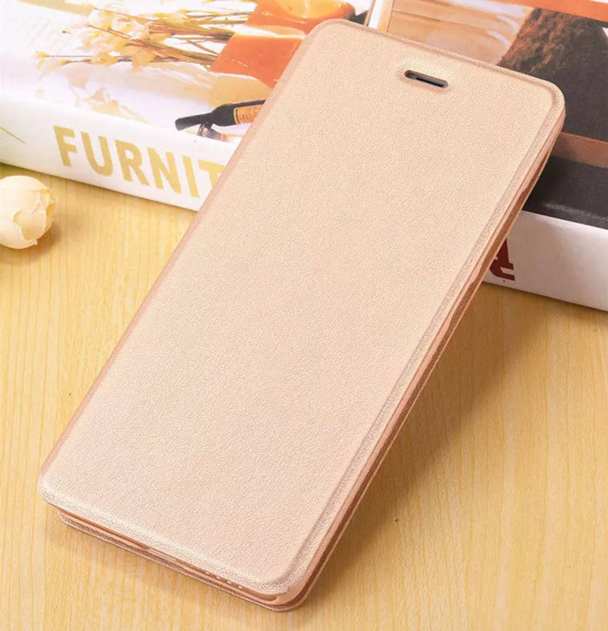 

Чехол-книжка из кожзама для Xiaomi Redmi Note 2, Золотистый
