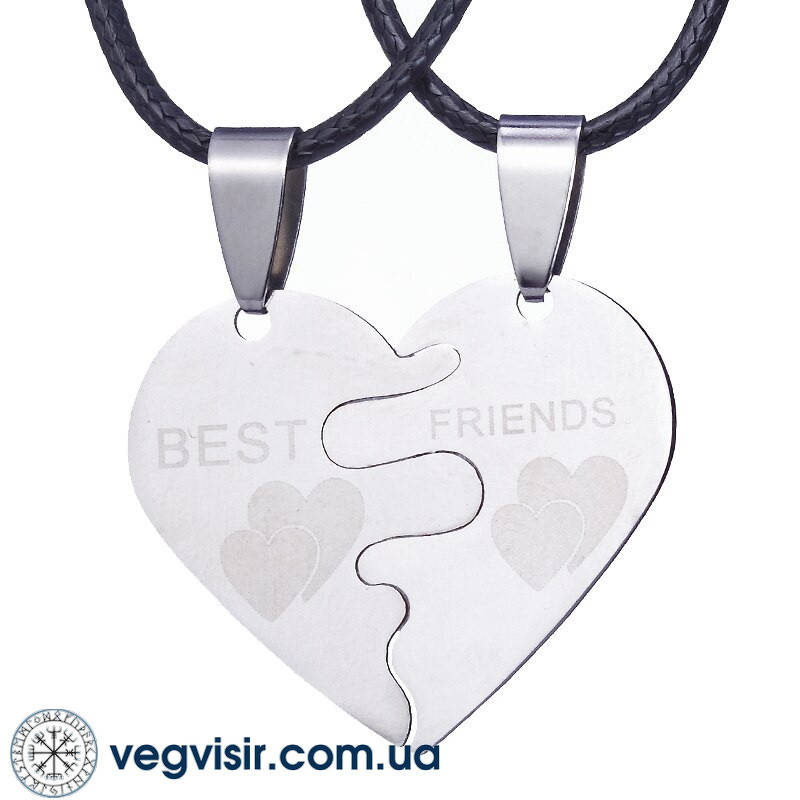 

Парные подвески для подруг BEST FRIENDS нерж. сталь две половинки сердца пазлы
