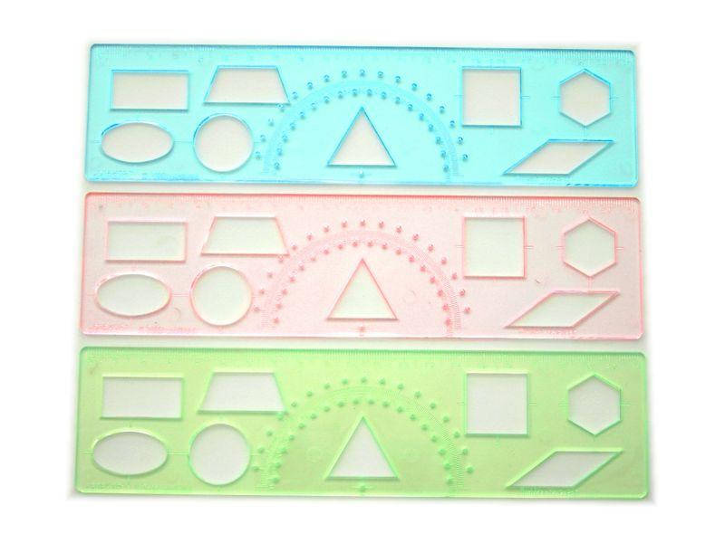 

Трафарет геометрических фигур, прозрачный, цветной, пластиковый. ТГ-1 Спектр-Канцпласт