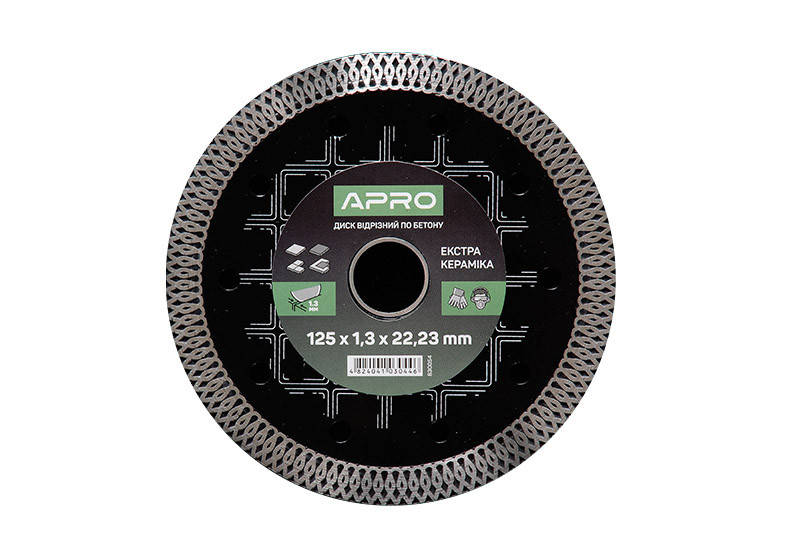 

Алмазный круг APRO по керамике ЭКСТРА 125*1,3*22,2мм (арт 830054)