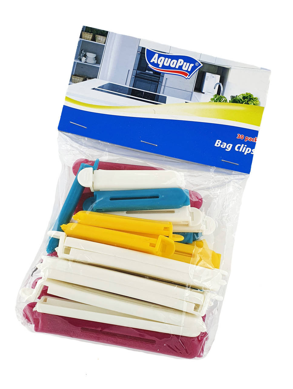 

F1-00974, Клипсы, зажимы для пакетов/мешочков, 30 шт., AquaPur, Разные цвета