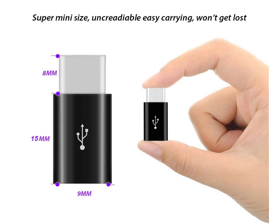 

Перехідник з micro usb на Type C для захищених телефонів 8 mm Чорний, Черный