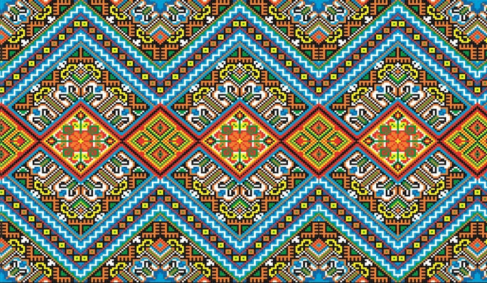 

Вышиванка на авто Astart3d Сине зелёная 67 1000х200х0.15мм