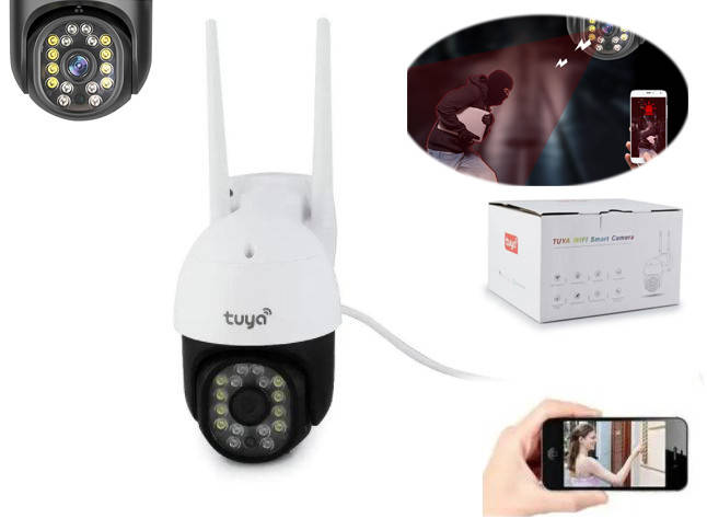 

Уличная камера Tuya 1080P 3mp Следящая за объектом, 4х зум, поворотная, водозащищённая, Tuya APP Белая